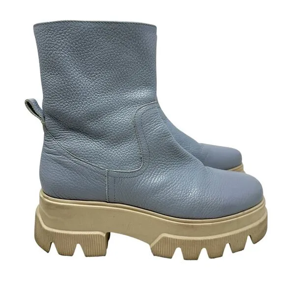 Each x Other Dollaro 65mm Chunky Boots In Blue Leather Lug Sole Size 40 US 10
