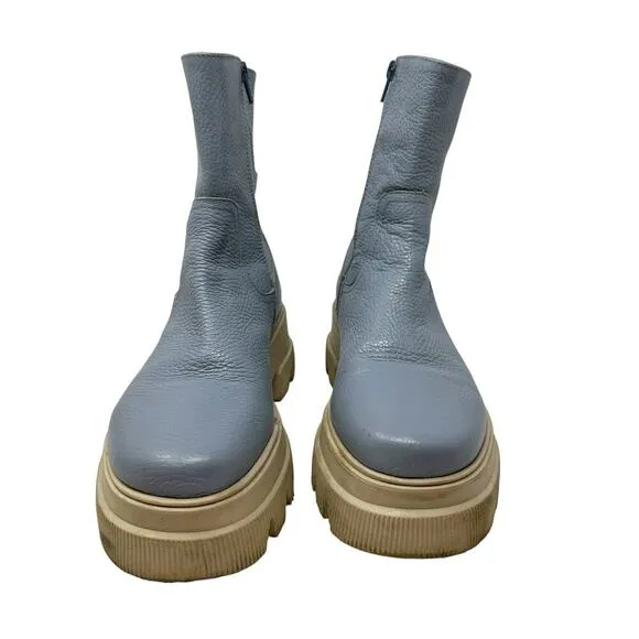 Each x Other Dollaro 65mm Chunky Boots In Blue Leather Lug Sole Size 40 US 10
