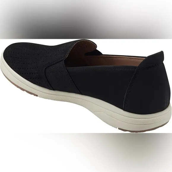 EARTH ORIGINS ELIN SUEDE LEATHER PERFORATED SLIP ON SNEAKERS BLK NIB SZ 8