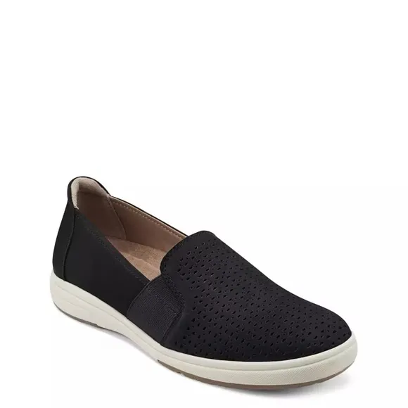 EARTH ORIGINS ELIN SUEDE LEATHER PERFORATED SLIP ON SNEAKERS BLK NIB SZ 8