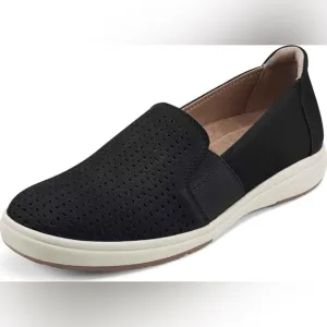 EARTH ORIGINS ELIN SUEDE LEATHER PERFORATED SLIP ON SNEAKERS BLK NIB SZ 8