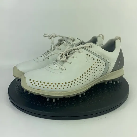 Ecco Biom White/Gray Yak Leather Golf Shoes Women's Size 8.5