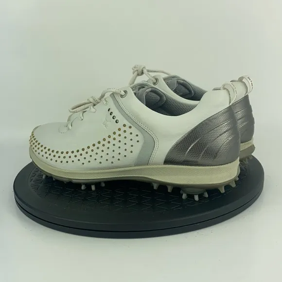 Ecco Biom White/Gray Yak Leather Golf Shoes Women's Size 8.5