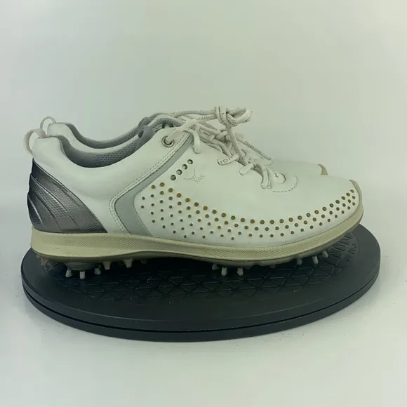Ecco Biom White/Gray Yak Leather Golf Shoes Women's Size 8.5