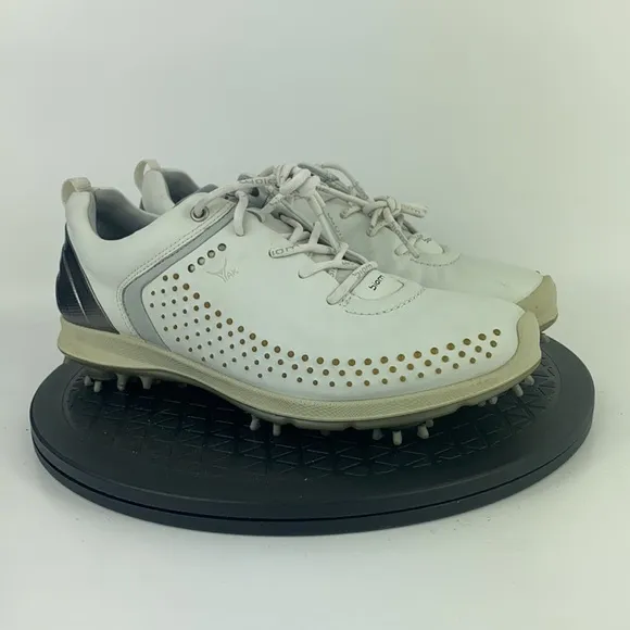 Ecco Biom White/Gray Yak Leather Golf Shoes Women's Size 8.5