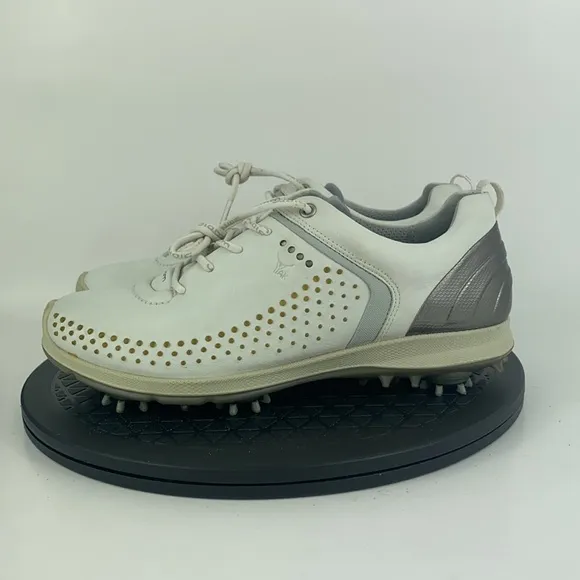Ecco Biom White/Gray Yak Leather Golf Shoes Women's Size 8.5