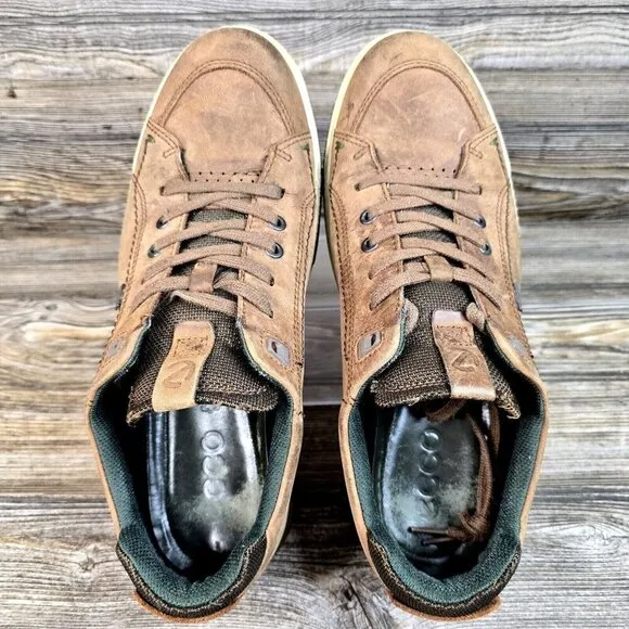 Ecco Byway Tred Shoes Brown Leather Gore-Tex Sneakers Men's Size 11