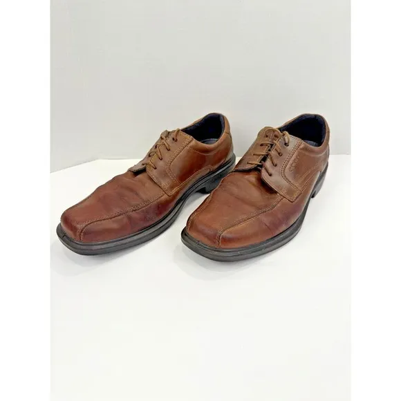 Ecco Helsinki Casual Dress Shoes Men's 44 US‎ 10-10.5 Brown Leather Lace Up GUC