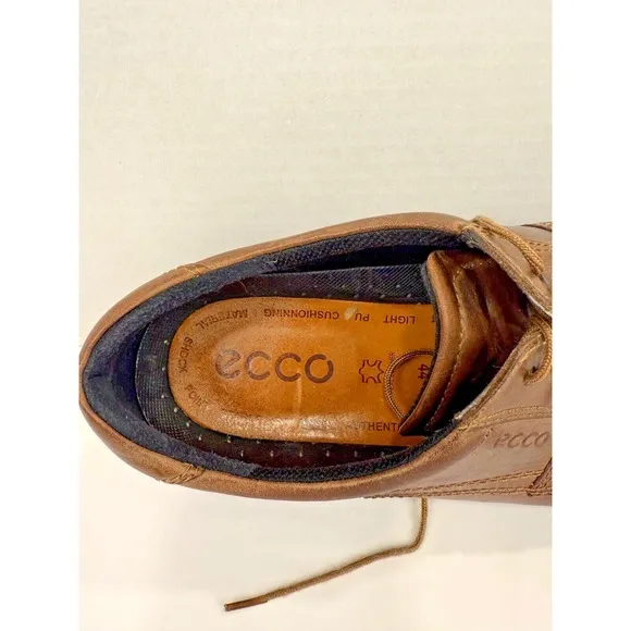 Ecco Helsinki Casual Dress Shoes Men's 44 US‎ 10-10.5 Brown Leather Lace Up GUC