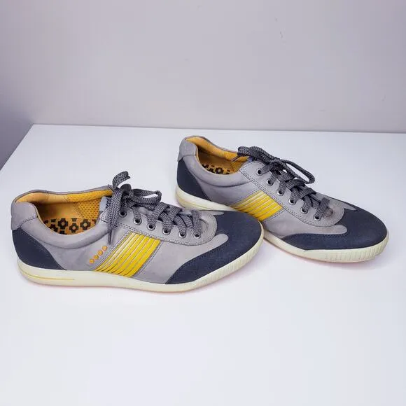 ECCO Hydromax Leather Canvas Spikeless Golf Shoes Gray Men's Size EU44/US10-10.5