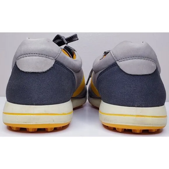 ECCO Hydromax Leather Canvas Spikeless Golf Shoes Gray Men's Size EU44/US10-10.5