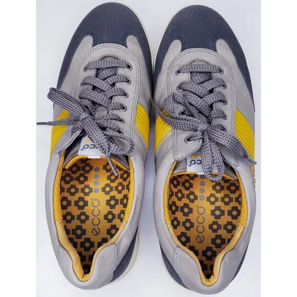 ECCO Hydromax Leather Canvas Spikeless Golf Shoes Gray Men's Size EU44/US10-10.5