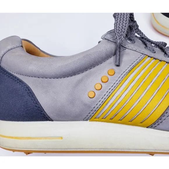 ECCO Hydromax Leather Canvas Spikeless Golf Shoes Gray Men's Size EU44/US10-10.5