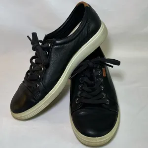 Ecco Men’s Black Leather Lace-Up Tennis Shoes Sneakers Size 38