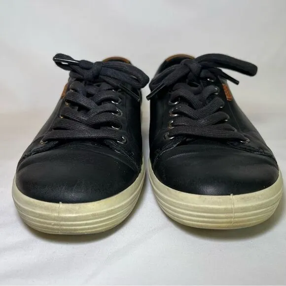 Ecco Men’s Black Leather Lace-Up Tennis Shoes Sneakers Size 38