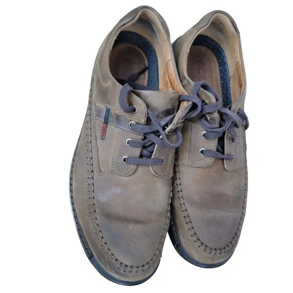 Ecco Shoes Fusion II Mens 47 Cocoa Brown Nubuck Lace Up Oxfords Sneakers Size 13