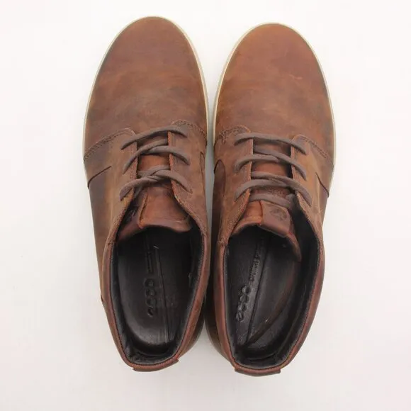 ECCO Soft 7 Chukka Men's EU 44 Brown Leather High Top Boot Lace Up Casual Shoes