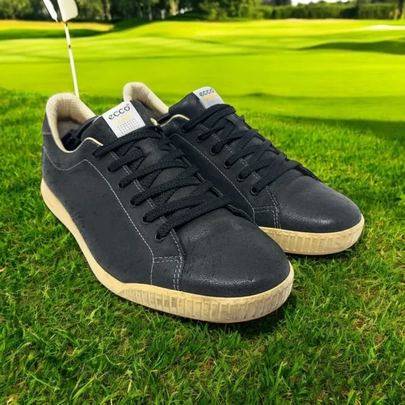 ECCO Spike less Street Golf Leather Brown Shoes Mens Size 47 (US 14 )