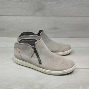 Ecco Women Ankle Soft 7 Leather Casual Gray Slip On Shoes Sz 9