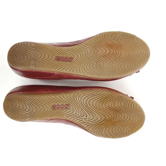 ECCO Women's Keystone Red Brown Leather Ballerina Shoes 37 EU/ 6-6.5 US