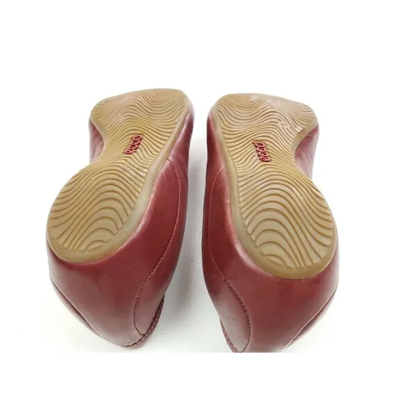 ECCO Women's Keystone Red Brown Leather Ballerina Shoes 37 EU/ 6-6.5 US