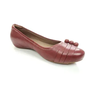 ECCO Women's Keystone Red Brown Leather Ballerina Shoes 37 EU/ 6-6.5 US
