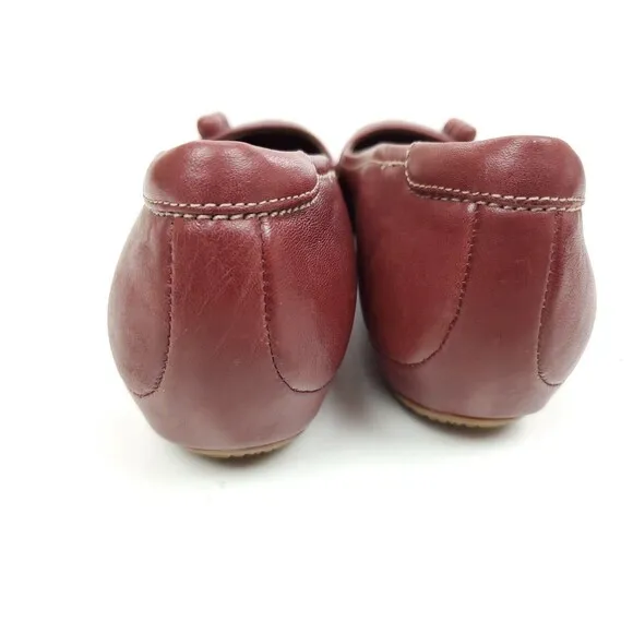 ECCO Women's Keystone Red Brown Leather Ballerina Shoes 37 EU/ 6-6.5 US
