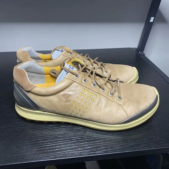 Ecco Yak Leather Golf Shoes Brown Leather Mens Size 43 US 9.5