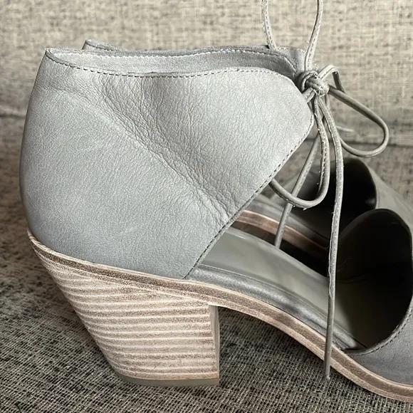 Eileen Fisher Ann Tied Front Grey Suede Leather Sandal Shoes Size 9.5