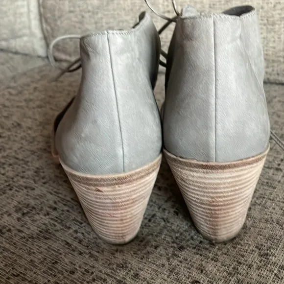 Eileen Fisher Ann Tied Front Grey Suede Leather Sandal Shoes Size 9.5