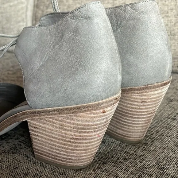 Eileen Fisher Ann Tied Front Grey Suede Leather Sandal Shoes Size 9.5