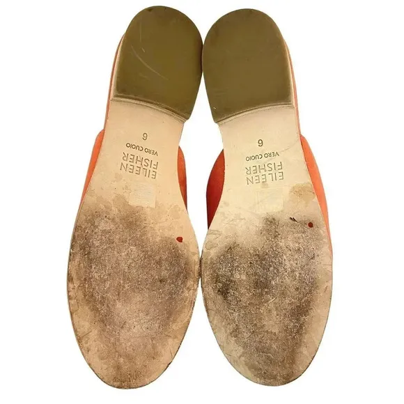 Eileen Fisher Dion Suede Mule Persimmon  Slip Ons Lightly Padded Shoes Coral 6