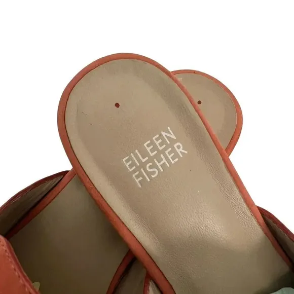 Eileen Fisher Dion Suede Mule Persimmon  Slip Ons Lightly Padded Shoes Coral 6