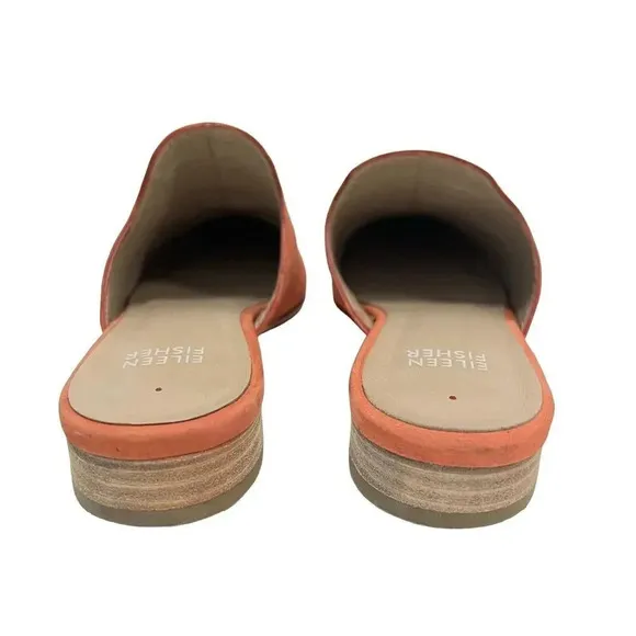 Eileen Fisher Dion Suede Mule Persimmon  Slip Ons Lightly Padded Shoes Coral 6