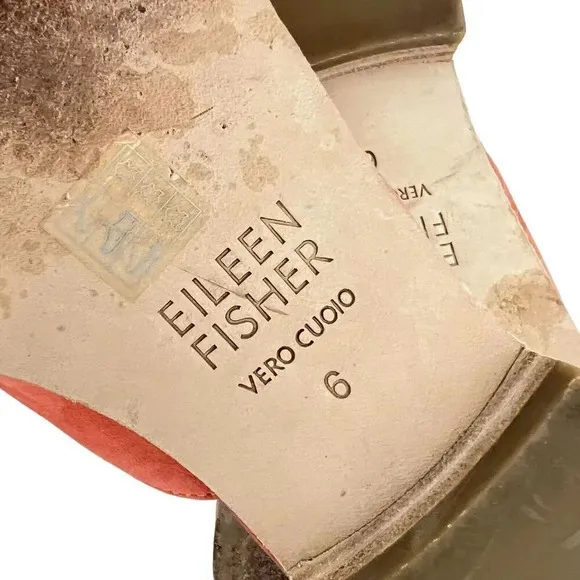 Eileen Fisher Dion Suede Mule Persimmon  Slip Ons Lightly Padded Shoes Coral 6