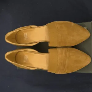 Eileen Fisher Hilly Wedge D’Orsay Tan Suede Mesh Pointed Toe Shoes Low Heels 9