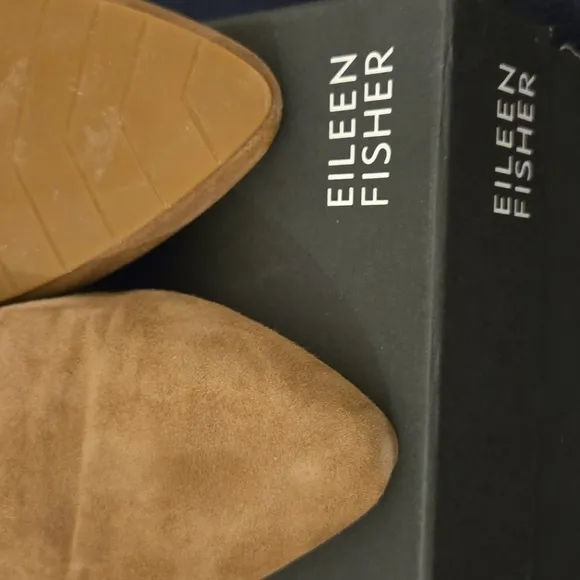 Eileen Fisher Hilly Wedge D’Orsay Tan Suede Mesh Pointed Toe Shoes Low Heels 9