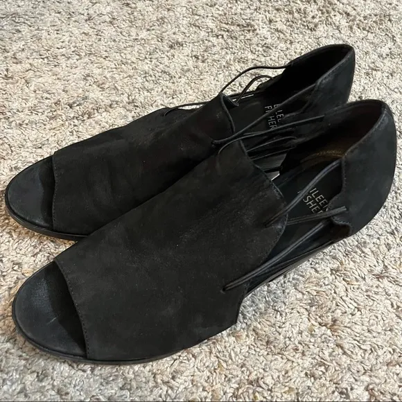 Eileen Fisher Nikki Black Leather Shoes Size 9.5
