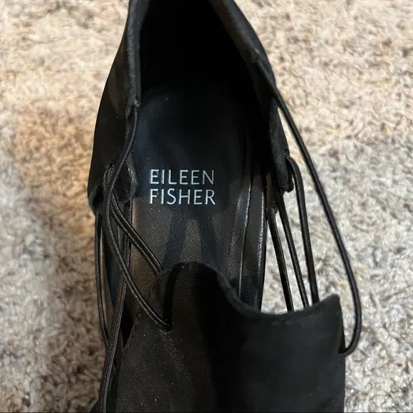 Eileen Fisher Nikki Black Leather Shoes Size 9.5