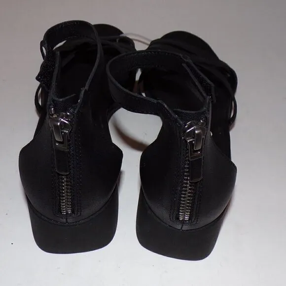 EILEEN FISHER Noni Leather Criss-Cross Front Ankle Strap Shoes sz 7.5 New