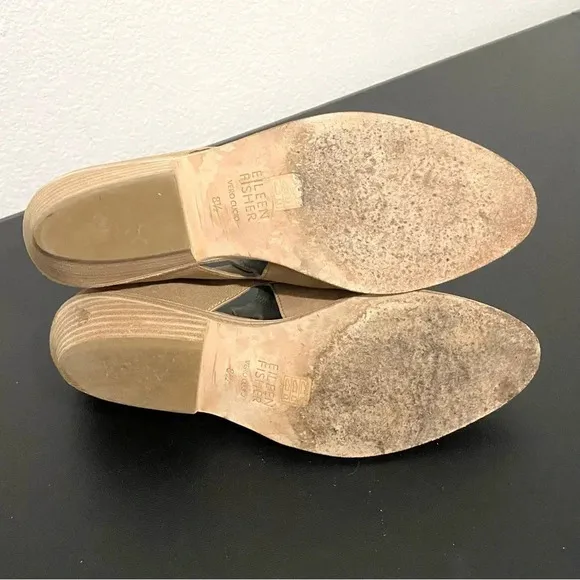 Eileen Fisher Perry Booties Cut Out Boots Neutral Tan Leather