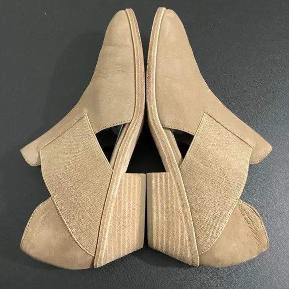 Eileen Fisher Perry Booties Cut Out Boots Neutral Tan Leather