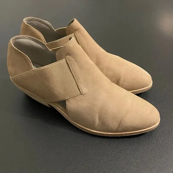 Eileen Fisher Perry Booties Cut Out Boots Neutral Tan Leather