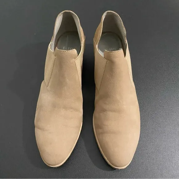 Eileen Fisher Perry Booties Cut Out Boots Neutral Tan Leather