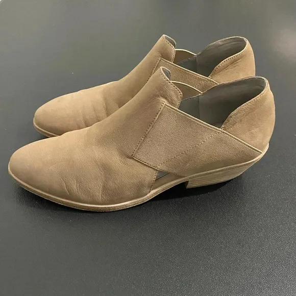 Eileen Fisher Perry Booties Cut Out Boots Neutral Tan Leather