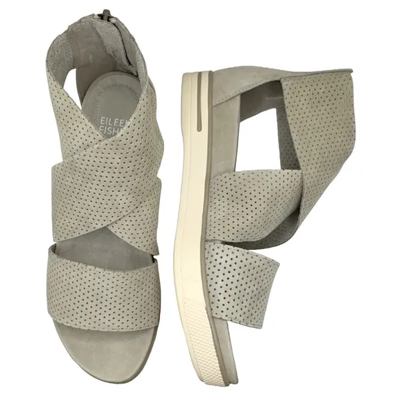 Eileen Fisher 🆕 Sport Perforated Nubuck Leather Platform Sandal • Size 5 • NWT