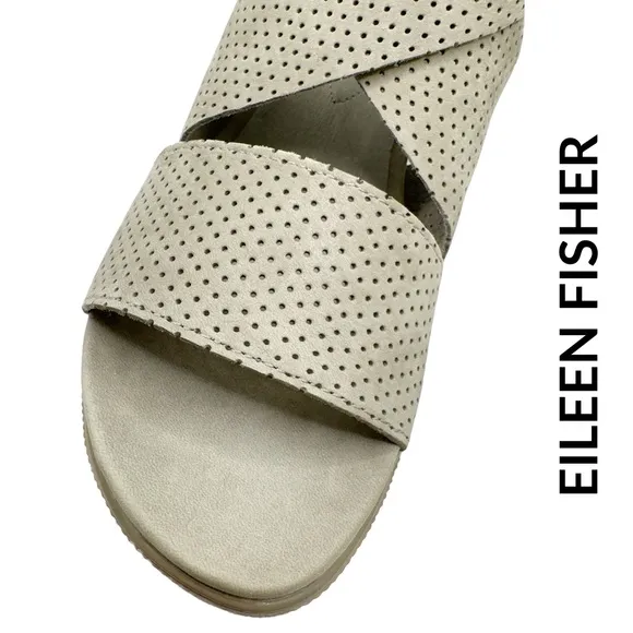 Eileen Fisher 🆕 Sport Perforated Nubuck Leather Platform Sandal • Size 5 • NWT