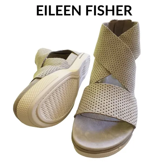 Eileen Fisher 🆕 Sport Perforated Nubuck Leather Platform Sandal • Size 5 • NWT