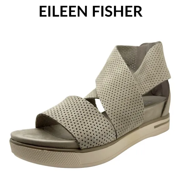 Eileen Fisher 🆕 Sport Perforated Nubuck Leather Platform Sandal • Size 5 • NWT