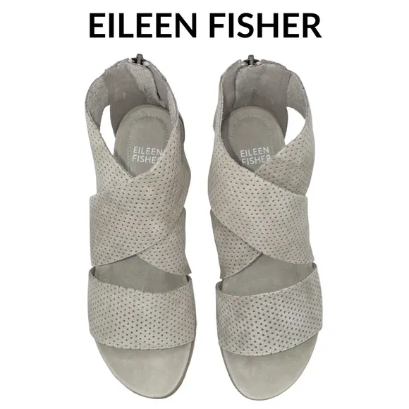 Eileen Fisher 🆕 Sport Perforated Nubuck Leather Platform Sandal • Size 5 • NWT